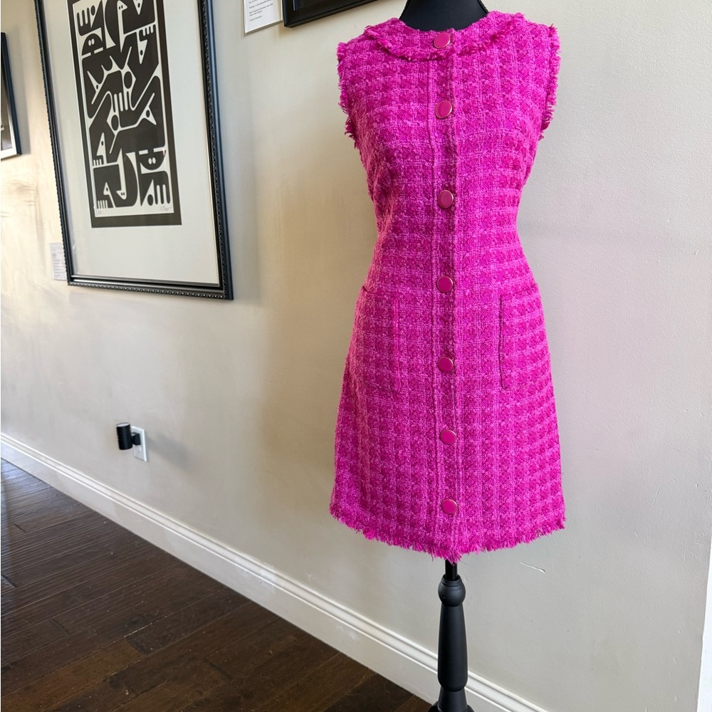 Kate Spade Vibrant Pink Tweed Mini Dress